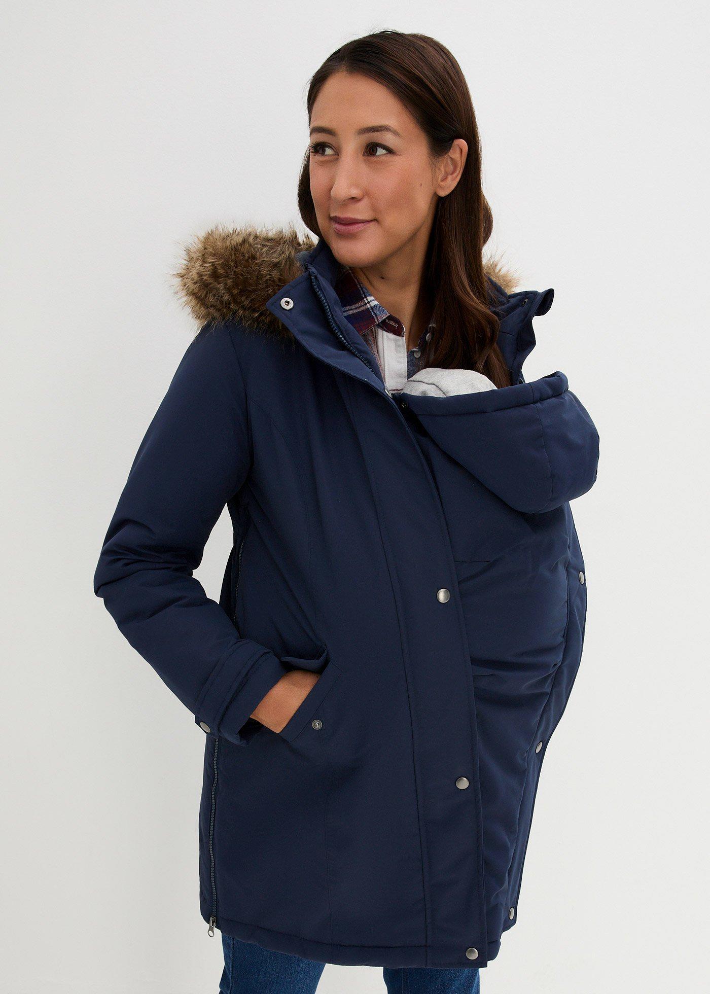 bonprix 3-in-1 Funktions-Umstandsjacke und Tragejacke, blau, Gr.36, Funktionale Umstandsjacke mit Tragefunktion und Tunnelzug