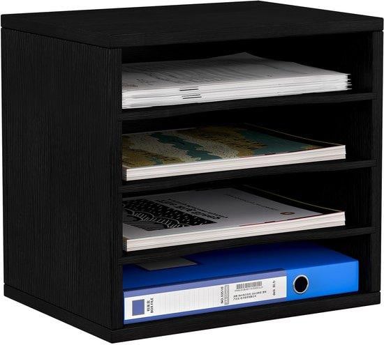 OEM Houten documentenbox voor A4-papier met 4 vakken, zwart
