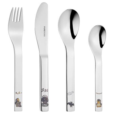 Kinderbesteck GOEBEL "Kinderbesteck Anouk silber", silber, 4, Essbesteck-Sets, Spülmaschinengeeignet