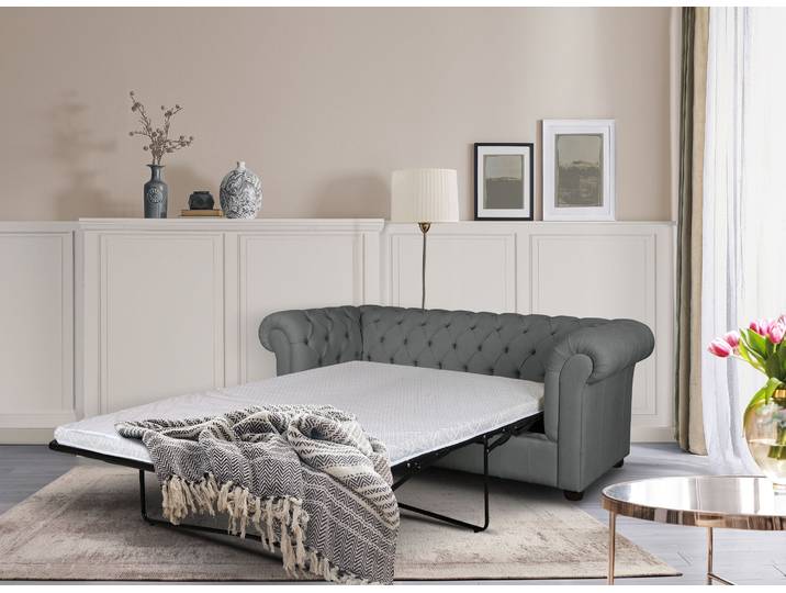 3-Sitzer Sofa, Anthrazit, 198x89x74 cm, Polyester, Mit Bettfunktion, Klassisch, Home-affaire