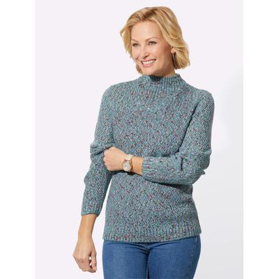 Stehkragenpullover CLASSIC BASICS "Pullover", Damen, Gr. 48, blau (ozean, meliert), 100% Polyacryl, meliert, Pullover Stehkragenpullover