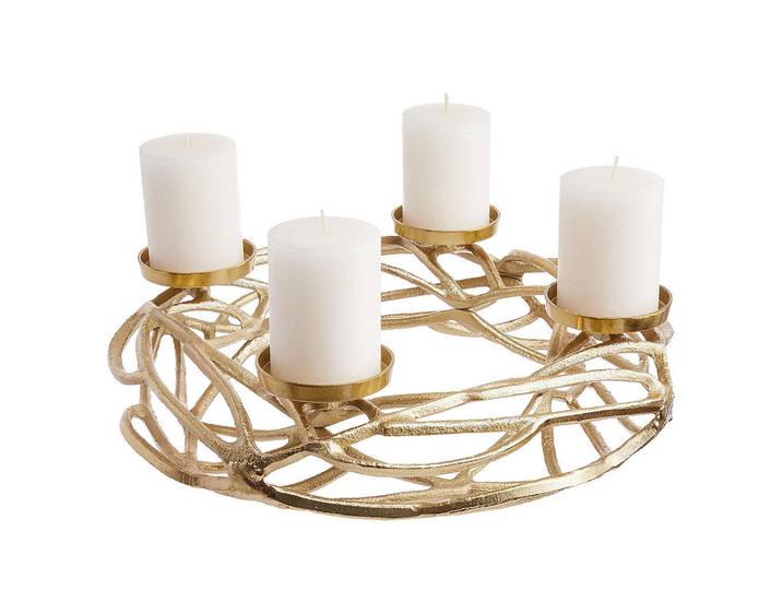 Butlers Kranz Advent Treibholz ; Goldfarben, Metall, 10 cm, Dekoration, Blumen & Blumentöpfe, Kunstpflanzen