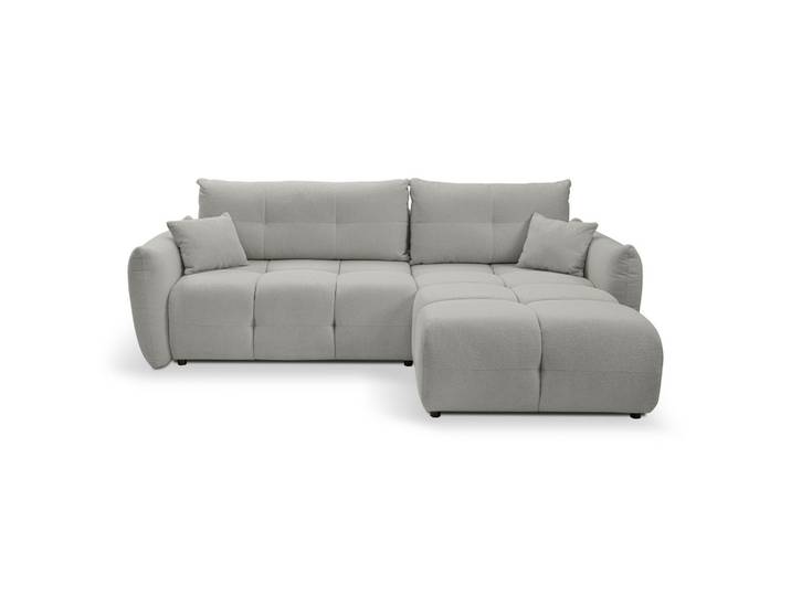 ECKSOFA MODA E Grau Geflochtener Stoff mit Schlaffunktion
