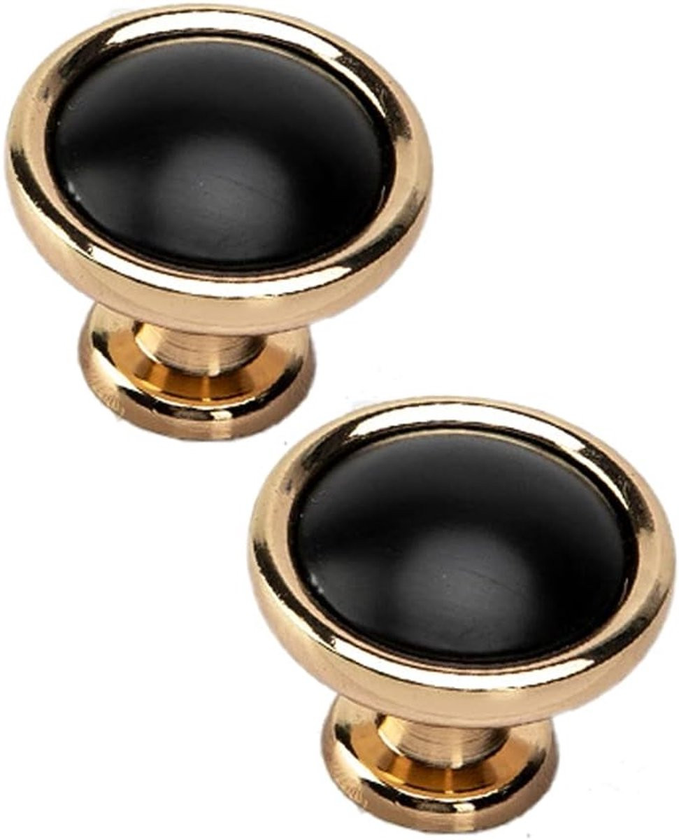 Dailygoods Kastknoppen Zwart/Goud - Ronde Meubelgrepen van Aluminium en Zinklegering
