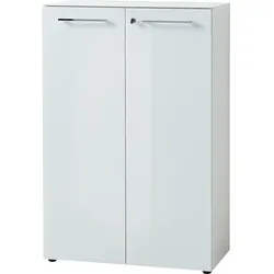 Aktenschrank "Muenchen" Glasfront Soft-Close Abschließbar, Weiß 80x37x120cm
