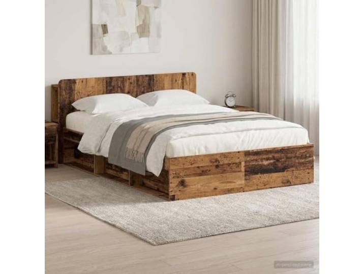 RJPLMFV Bettgestell mit Aufbewahrung, Holz, 150 x 200 cm Mit Schubladen, robustes Holz, modernes Design, einfache Montage, Matratze nicht im Lieferumfang enthalten