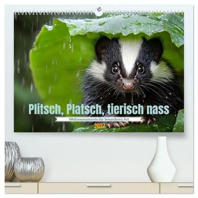 Plitsch, Platsch, tierisch nass (hochwertiger Premium Wandkalender 2027 DIN A2 quer), Kunstdruck in Hochglanz
