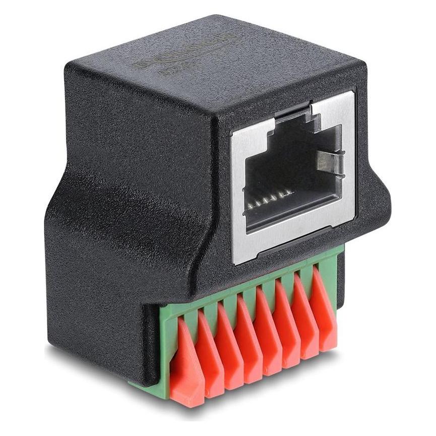 Delock RJ45 Buchse zu Terminalblock mit Drucktaster Adapter 90° gewinkelt (91243) (Netzwerk Zubehör) (91243)