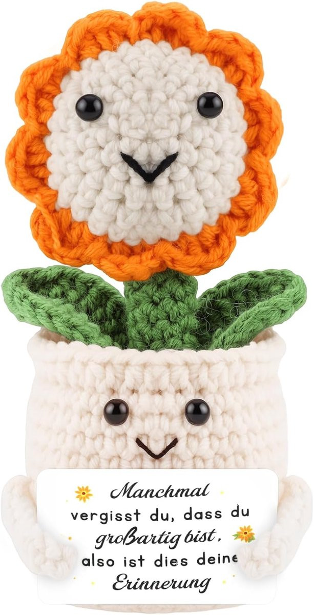 Thboxes Pocket Hug geluksbrenger zonnebloem gehaakt motivatiegeschenk