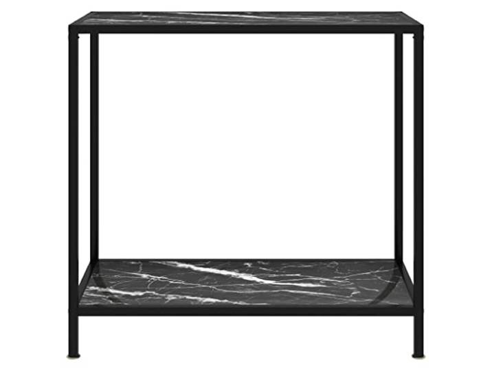 Konsolentisch Schwarz 80x35x75 cm Hartglas aus Polka Stabile Konstruktion, Leichter Aufbau, Universal-Design, Kleinigkeitsablage, einfache Pflege