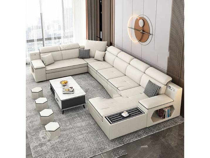Canapé d'angle en tissu pour salon, fauteuils de relaxation en forme de U, canapé de luxe pour bureau, canapé moderne en forme de L, meubles nordiques pour salon