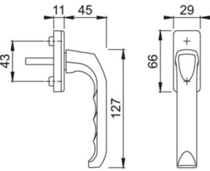 Hoppe Fenstergriff London 013/U34 Alu.F2 32mm Stand. (790586)