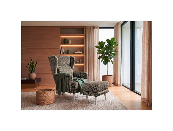 Mid.you Hocker Leon, Braun, Schwarz, Leopard, rechteckig, 63x43x42 cm, Wohnzimmer, Hocker, Sitzhocker