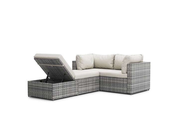 Rattanlounge CHARLIE grau/weiss