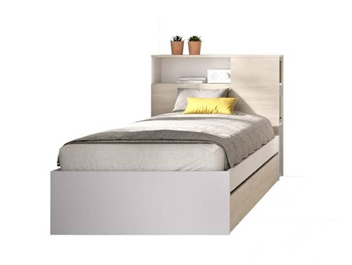 DEKIT GRUPO RIMOBEL Ausziehbett, Melamin, Weiß/Natur, 96 x 99 x 218,2 cm