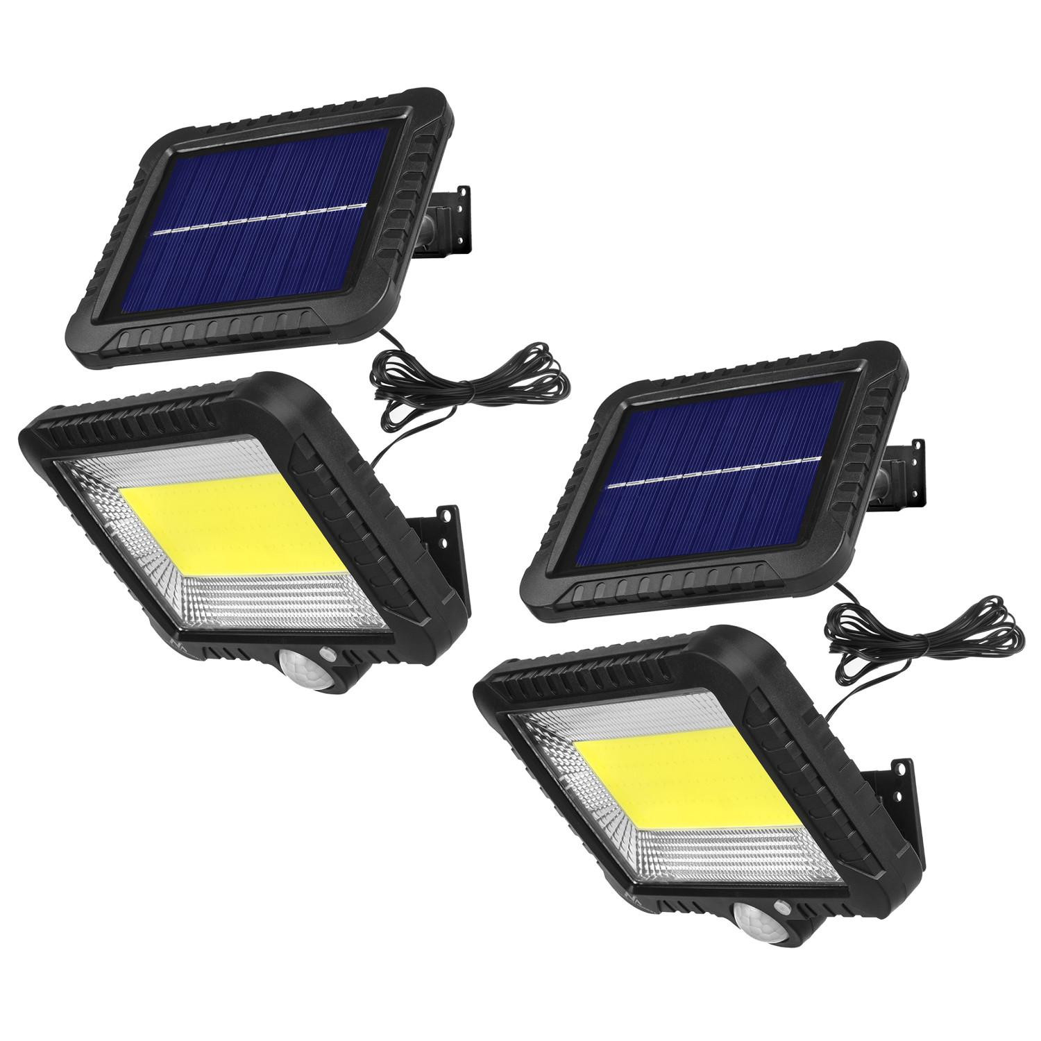 Maclean Zonnepaneel LED-schijnwerper met bewegingssensor, 5W, 400 lm, 6000K, IP44, 2 stuks