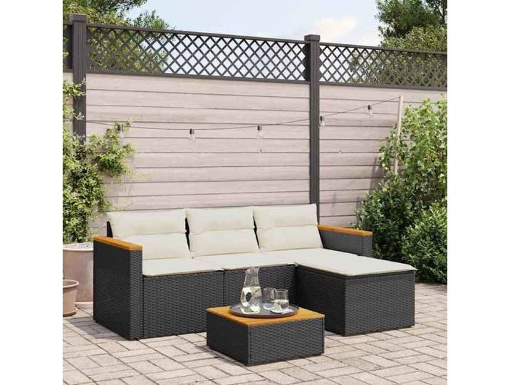 Salon de Jardin avec Coussins 3 pcs Canapés de Patio Ensemble de Meubles Mobilier de Terrasse Extérieur Noir 365826