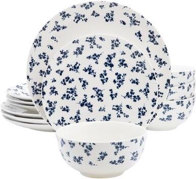Gibson Home 12 Piece Everyday Use Round Ceramic Dinnerware Set in Blue