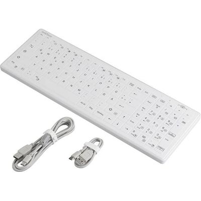 Renkforce RF-WPIK-500 USB Hygiene-Tastatur Deutsch, QWERTZ Weiß Silikonmembran, IP65, Maustasten, Abnehmbares Kabel, Geräuscharme Tasten