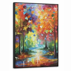 LEINWAND Bilder mit Rahmen - Landschaft - Wald - Farben - Natur - 70x100