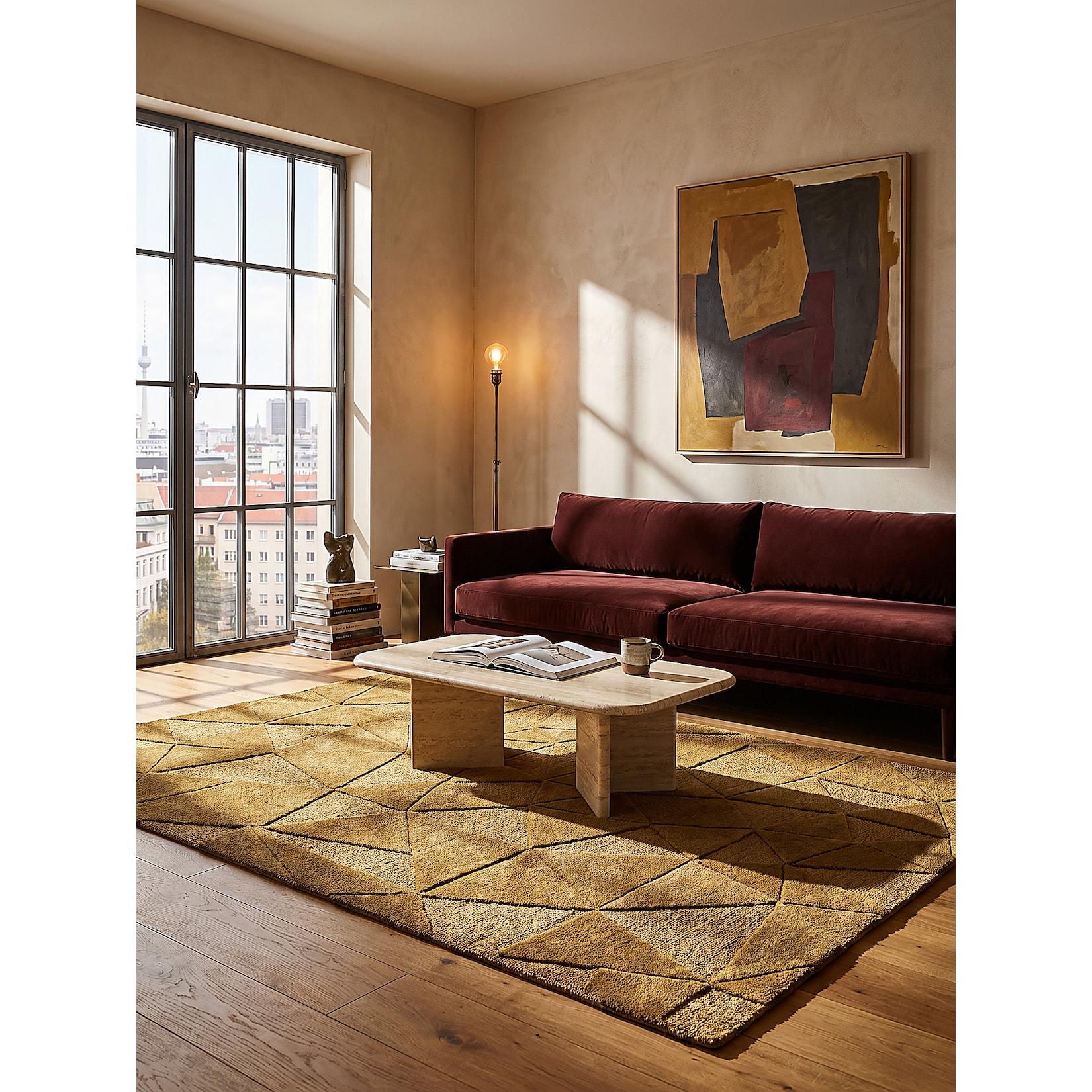 Wollteppich geometrisch Ocker 200 x 290 cm - DEBEN Kadima Design