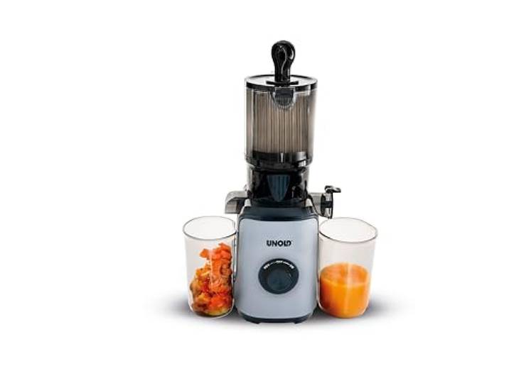 Unold 78275 Slow Juicer Sam, Entsafter mit großem Einfüllschacht und 300W Motor für Obst, Gemüse, Smoothies und Sorbets, mit 110 mm Einfüllöffnung, Leicht zu Reinigen, 800ml Fassungsvermögen