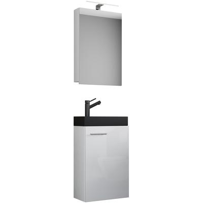 Waschtisch VCM "3tlg Waschtisch Slito SC Toilette schmal Schwarz", weiß, B:41cm T:22cm, Waschtische, Waschtisch