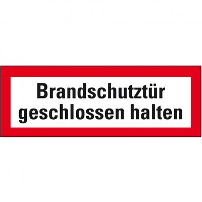 Aufkleber I Feuerwehrschild Brandschutztür geschlossen halten, DIN 4066, Folie, 210x74mm, DIN 4066