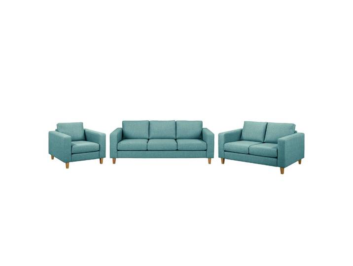Polstergarnitur 3-2-1 Türkis Webstoff Lark 214 x 86 x 90cm Skandi