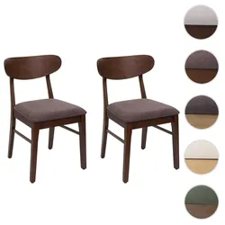 2er-Set Esszimmerstuhl HWC-M59, Küchenstuhl Stuhl, Stoff/Textil Massiv-Holz ~ dunkles Gestell, taupe