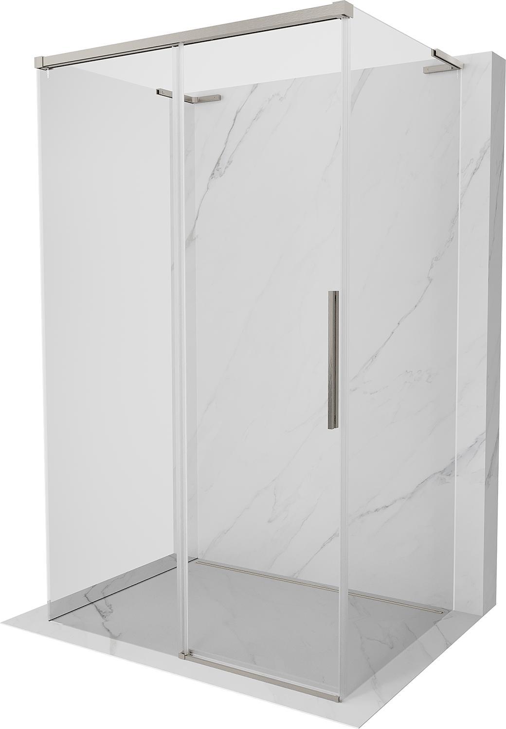 Mexen Rox-3S L dreiseitige Duschkabine 125 x 75 , transparent, gebürstetes Nickel - 8C2L-125-075-97-00-3S
