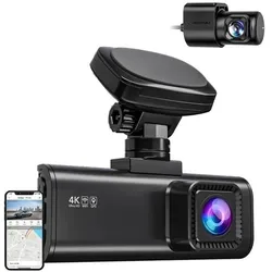 Redtiger F7N Pro WiFi 4K + 1080p-Dashcam (Eingebautes Mikrofon, GPS-Empfänger, 4K), Dashcam, Schwarz