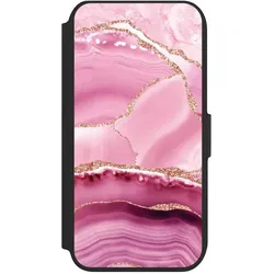 Nivocase Klapphülle für Apple iPhone 7 Handyhülle aus Kunst Leder NIVOflip schwarz Glitzer Look Marmor (Apple iPhone 7), Smartphone Hülle, Schwarz