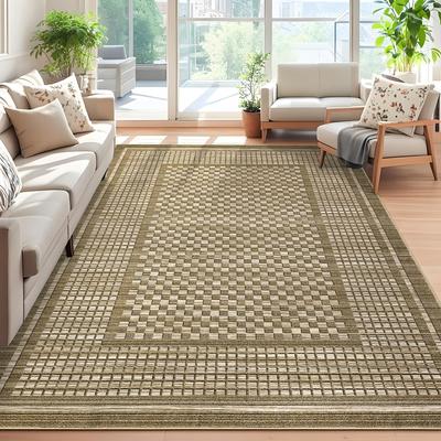 Garvee Small Plaid Bordered Geometric Area Rug