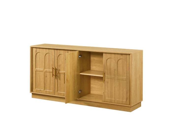Modenvie Sideboard 169/40/80 cm aus MDF mit geschwungener Front Naturfarben, 169x80x40 cm, Kleinmöbel, Kommoden, Sideboards