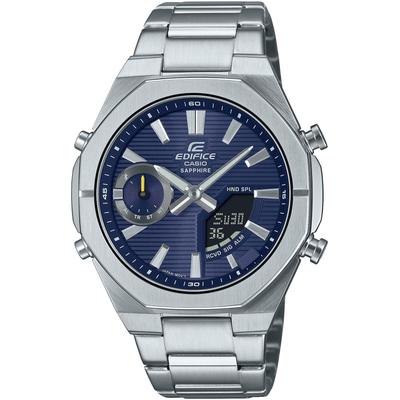 Smartwatch CASIO EDIFICE "ECB-S10D", silber (dunkelblau, edelstahlfarben, edelstahlfarben), Smartwatches, Herren, Smartwatch, Solaruhr, Armbanduhr, Herrenuhr, Super Illuminator, Edelstahlarmband