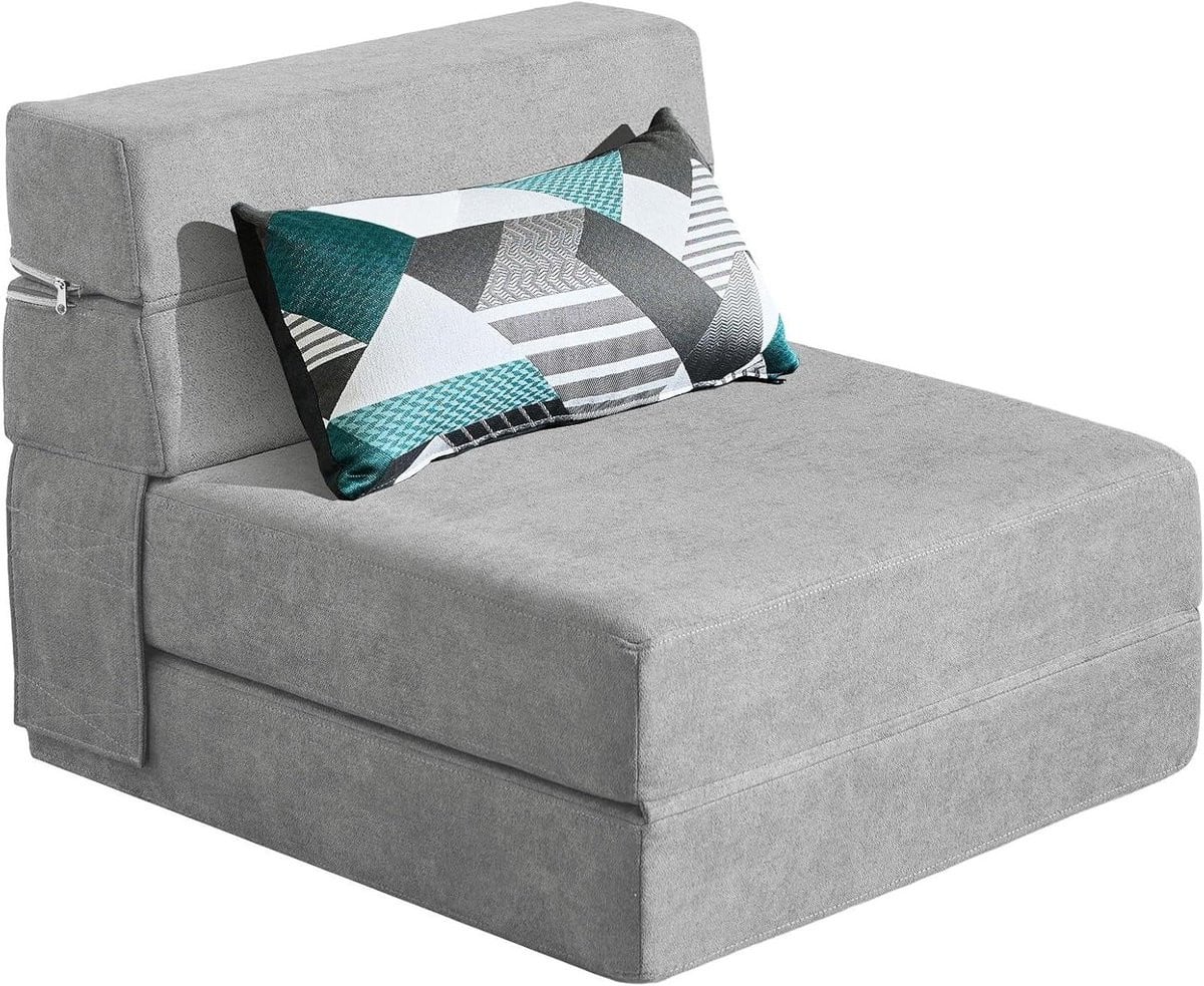 Lichtgrijze verstelbare futon slaapbank voor volwassenen