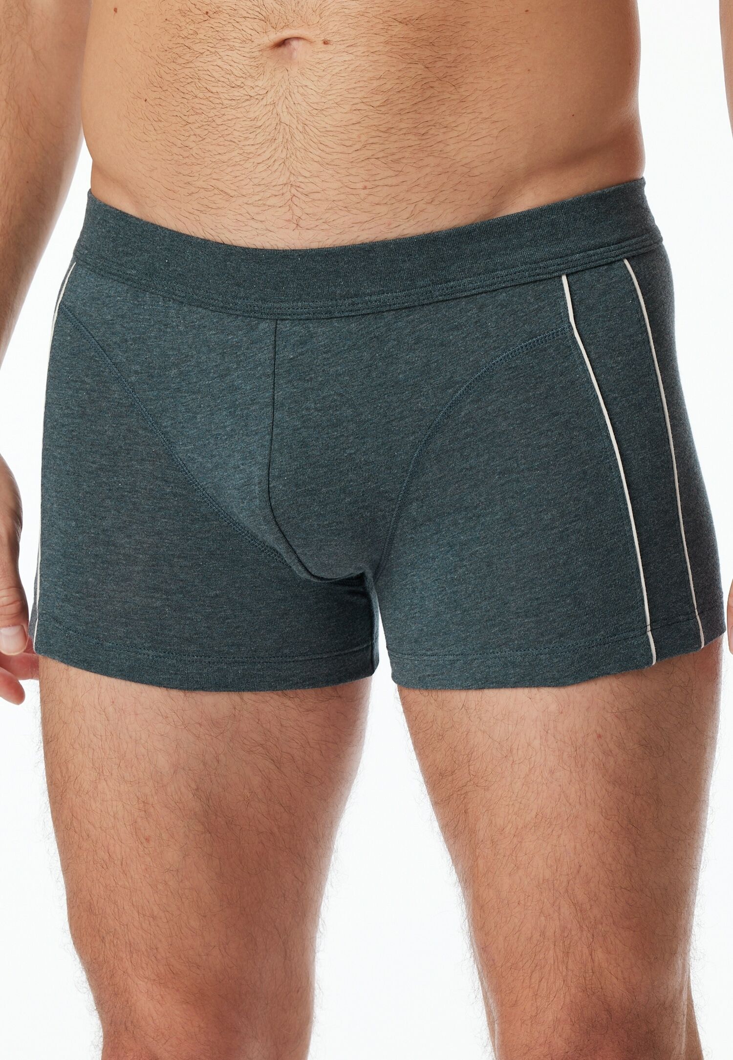 Schlüpfer SCHIESSER "Comfort Fit", Herren, Gr. 10, Single Jersey, blau (806, blau, meliert), Single Jersey, Obermaterial: 95% Baumwolle, 5% Elasthan, meliert, körpernah, Unterhosen Schlüpfer, mit seitlichen Kontraststreifen 806, blau, meliert 10, Single J