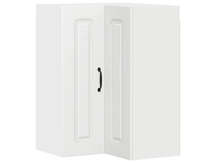 fsahslih Küchen-Wand-Eckschrank Weiß 57 x 57 x 80 cm Holzwerkstoff Platzsparende Eckenlösung für Küche und Esszimmer mit 2 Türen und 3 Fächern für Töpfe, Geschirr und Vorräte.