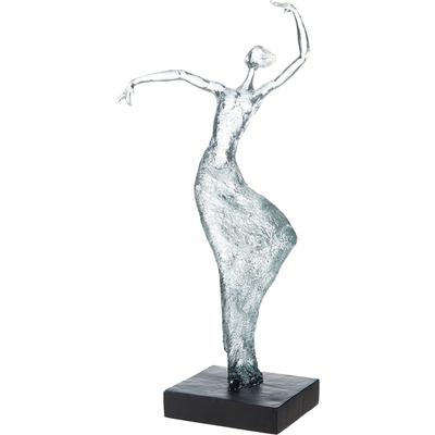 Skulptur GILDE "Skulptur Seelentanz klar; schwarz", silber (klar, schwarz), B:17cm H:40cm T:10cm, Kunstharz, Dekofiguren, Harmonie Innigkeit Ruhe Emotion Kunstfigur