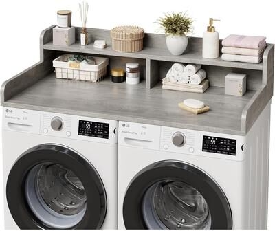 YUN 2-Tier Washer Dryer Countertop with Shelf, Laundry Topper with Edge and Non-Slip Pad