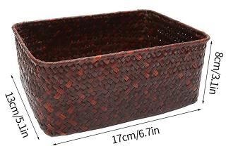 Discount Dollar Deals Woven Seagrass Wicker Storage Basket, Rectangular Straw Rattan Basket, Multipurpose Fruit, Cosmetic, Sundries Storage s3