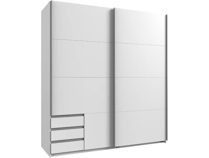 Schwebetürenschrank WIMEX Emden , weiss (weiß), B:180cm H:198cm T:64cm, Schränke, Schwebetürenschrank, Mit Aussenschubkästen
