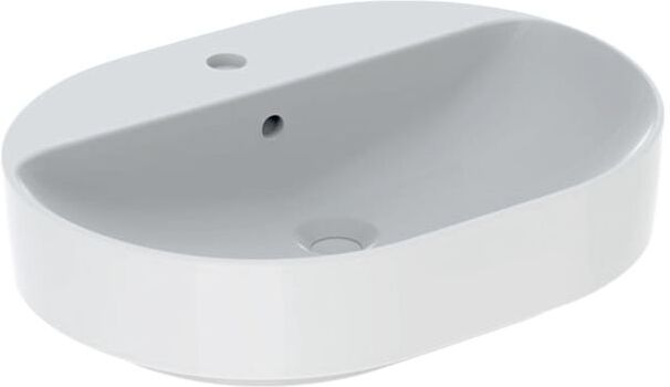 Geberit VariForm Aufsatzwaschtisch 500777012 weiß, 60x45cm, mit Hahnlochbank, Überlauf, elliptisch