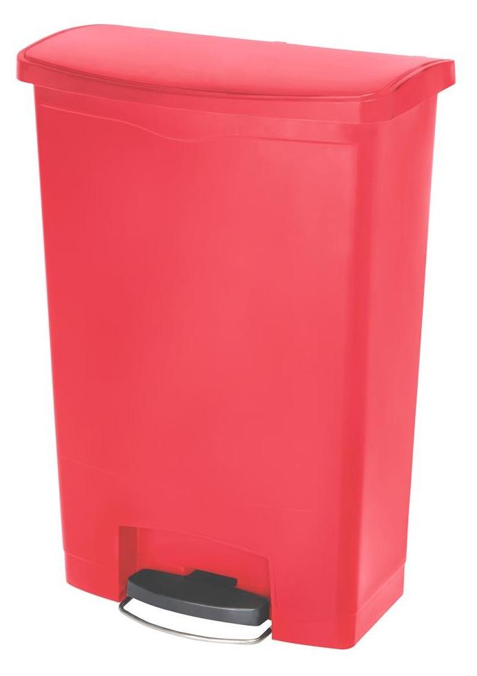 Tret-Abfallsammler, Kunststoff, Volumen 90 l, BxTxH 570x353x826 mm, Pedal an breiter Seite, rot