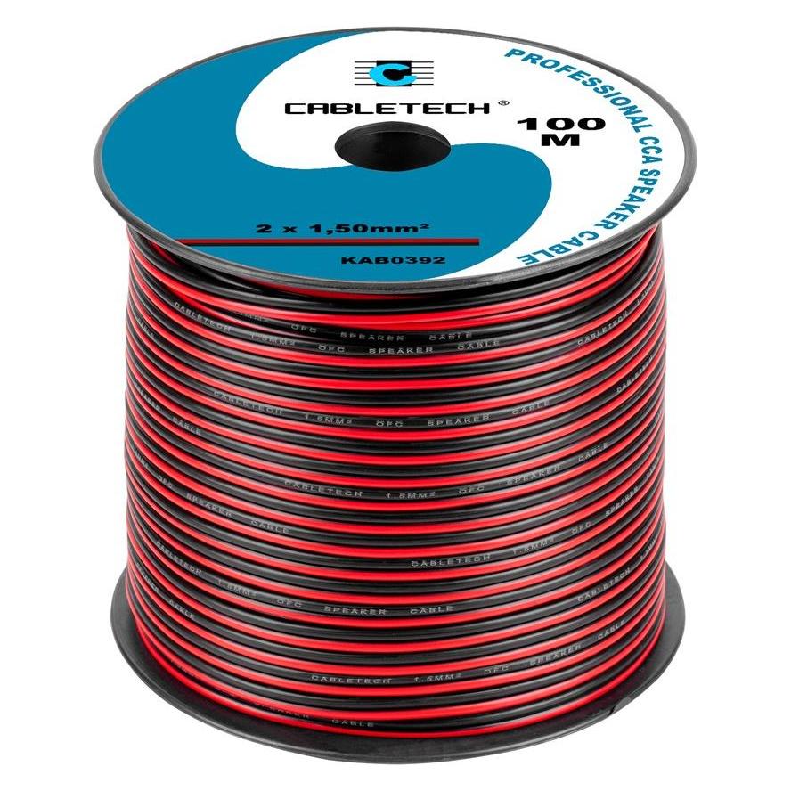Cabletech CCA Lautsprecherkabel 1 5mm schwarz-rot (0.15 m, 1.50 mm²) (KAB0392)