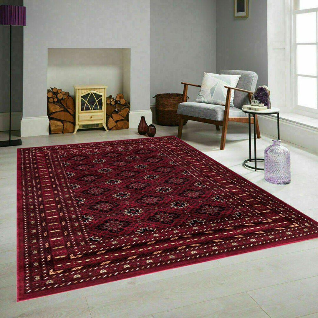 Latitude Vive Tagab Red Traditional Non Slip Area Rugs – Luxury Washable Living Room Carpet, Bedroom & Hallway Runner Red Rectangle 280 x 380cm