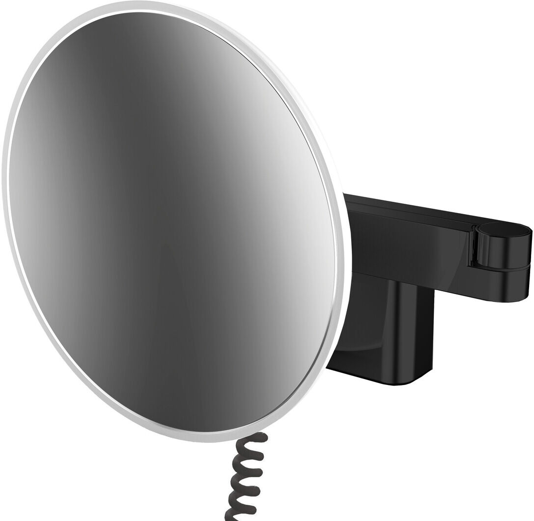 Emco evo LED rasage / Miroirs cosmétiques 109513346 noir, grossissement 3x, Ø 209 mm, rond, connecteur, système d'éclairage
