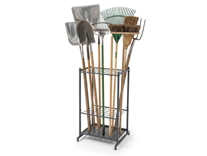 Relaxdays Gartengeräteständer Anthrazit Stahl, Metall, 43x76x39 cm, Gartenzubehör, Geräteschuppen