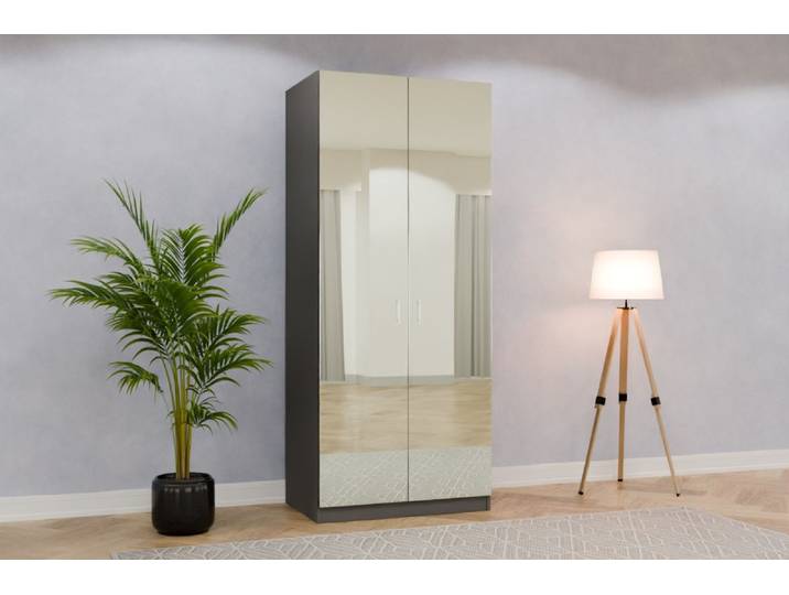 Kleiderschrank mit Spiegel nach Maß - RAL 6007 Flaschengrün - 225x95x62cm - Individuell konfigurieren